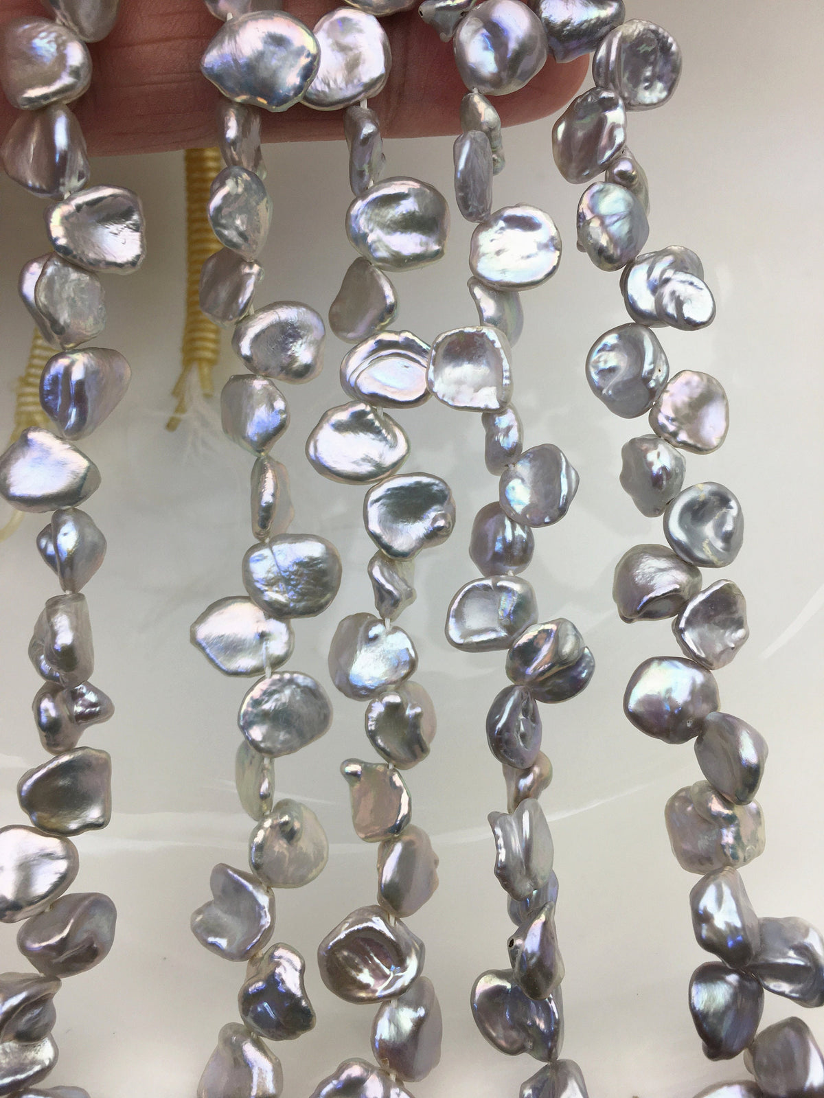 AAA 9-10mm gray Keshi Freshwater Pearls,two-eight top drill hole,ZS-129-69