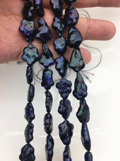 AA 11-12mm deep blue black long plum blossom Freshwater Pearl,ZS-119-40