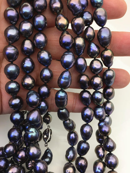 17'' AA+ 8-10mm green black drop pearl Necklace,Pearl necklace,NPN1-014