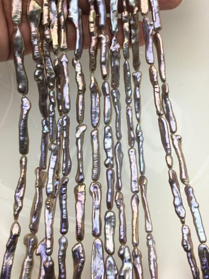 15.5'' AAA 4-7mm gray rainbow Toothpick pearls,ZS-80-27