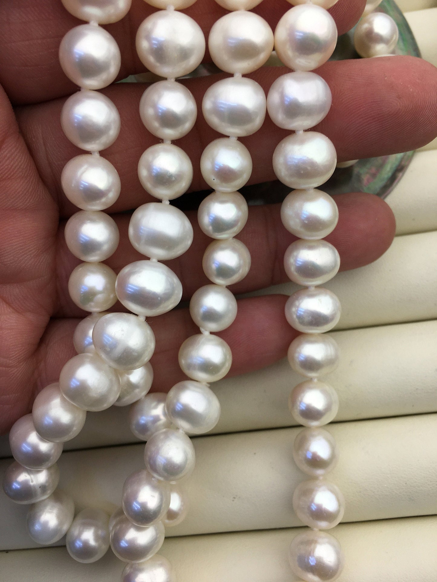 32'' AA+ 10mm whtie potato pearl Necklace,white Pearl necklace,NPN1-018