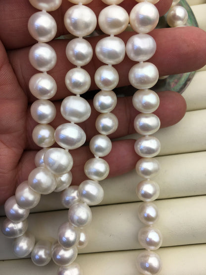 32'' AA+ 10mm whtie potato pearl Necklace,white Pearl necklace,NPN1-018