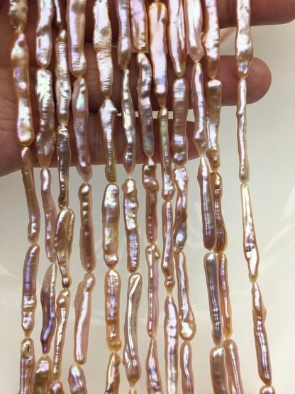15.5'' AAA 5-7mm natural light purple rainbow Toothpick pearls,ZS-80-25-5