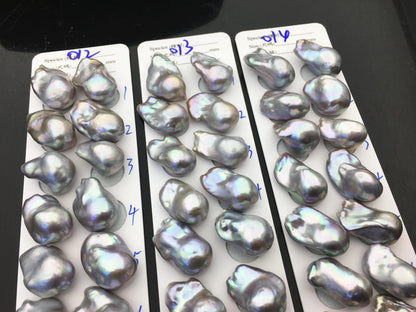 1 pair AAA 12-16x18-25mm Gray Flame ball Pearl Pairs - half hole - large Baroque freshwater pearl pairs,FL15-3A-8-64