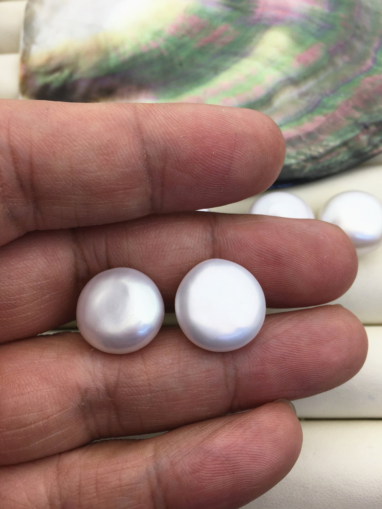 1 pair AAA 15-16mm huge Coin Fresh Water pearl stud earrings,S925 Sterling Silver,SE3-186-1