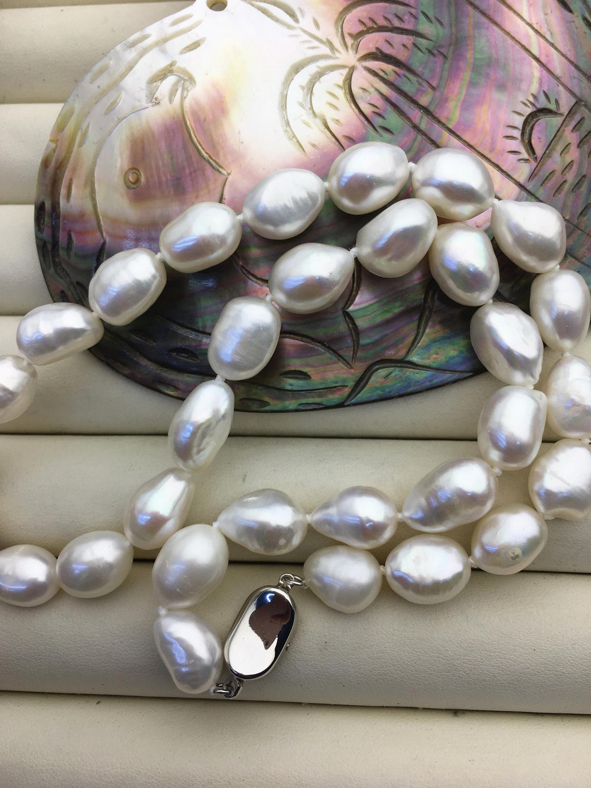 17'' AAA 10mm big white nugget freshwater Pearl necklace,NPN1-017