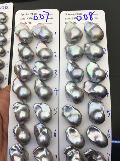 1 pair AAA 12-16x18-25mm Gray Flame ball Pearl Pairs - half hole - large Baroque freshwater pearl pairs,FL15-3A-8-62
