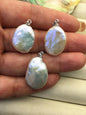 1pc AA+ 15-16mm White Drop Coin Baroque pearl pendant,NC1-T8
