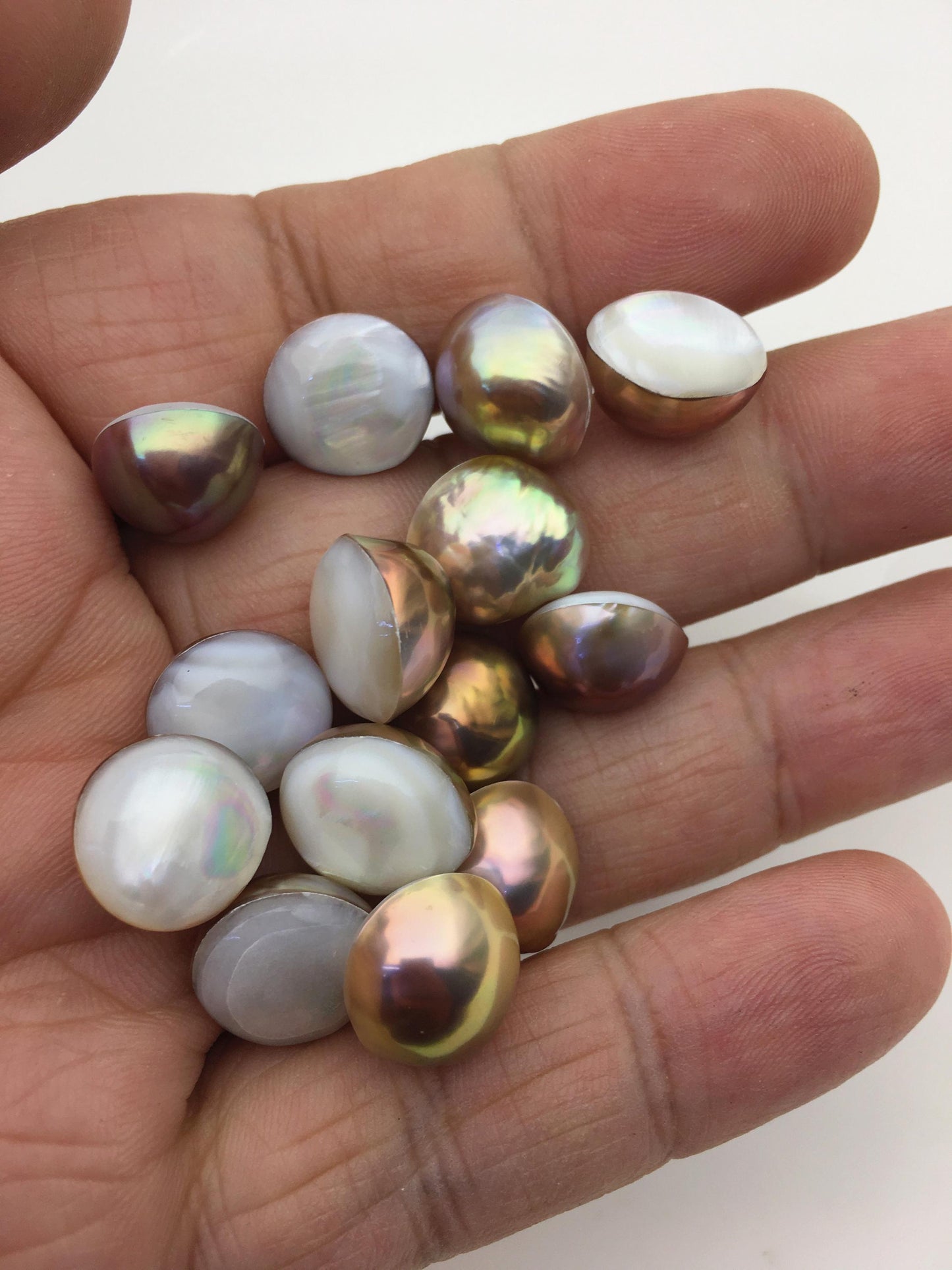 17pcs AAA 12-13mm Natural Rainbow Baroque Mabe Natural Rainbow Freshwater Pearls,no hole,MB-T49