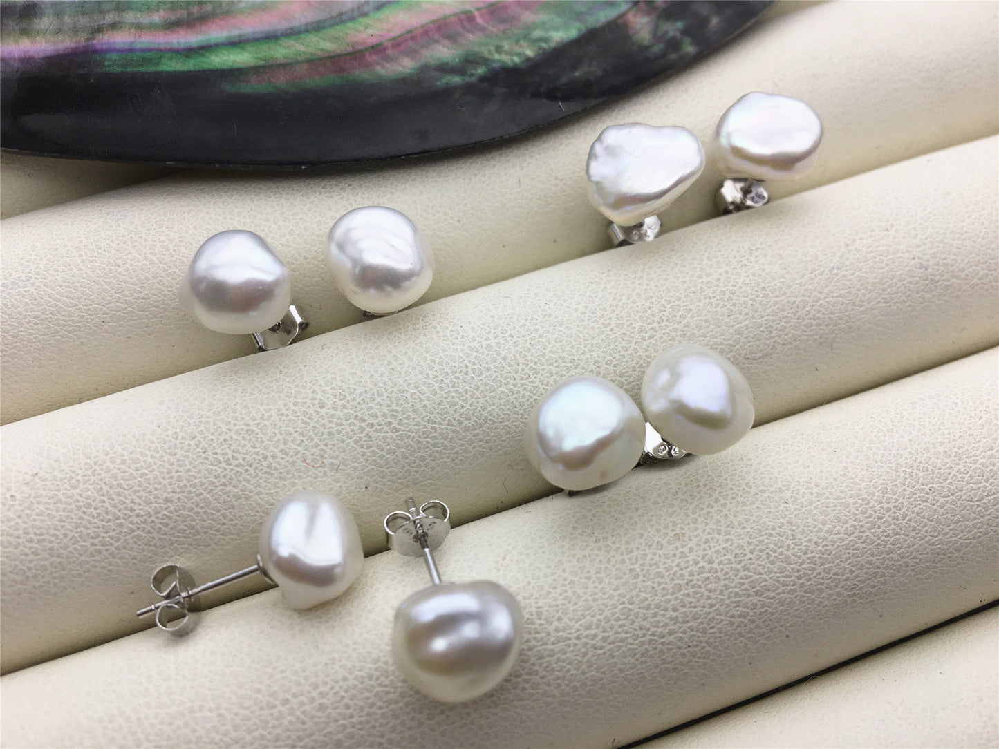 High Luster!AAA 6/7/8/9/10mm white Natural keshi Freshwater Pearl Stud Earrings,Stud Earrings for Women Girls,SE3-161