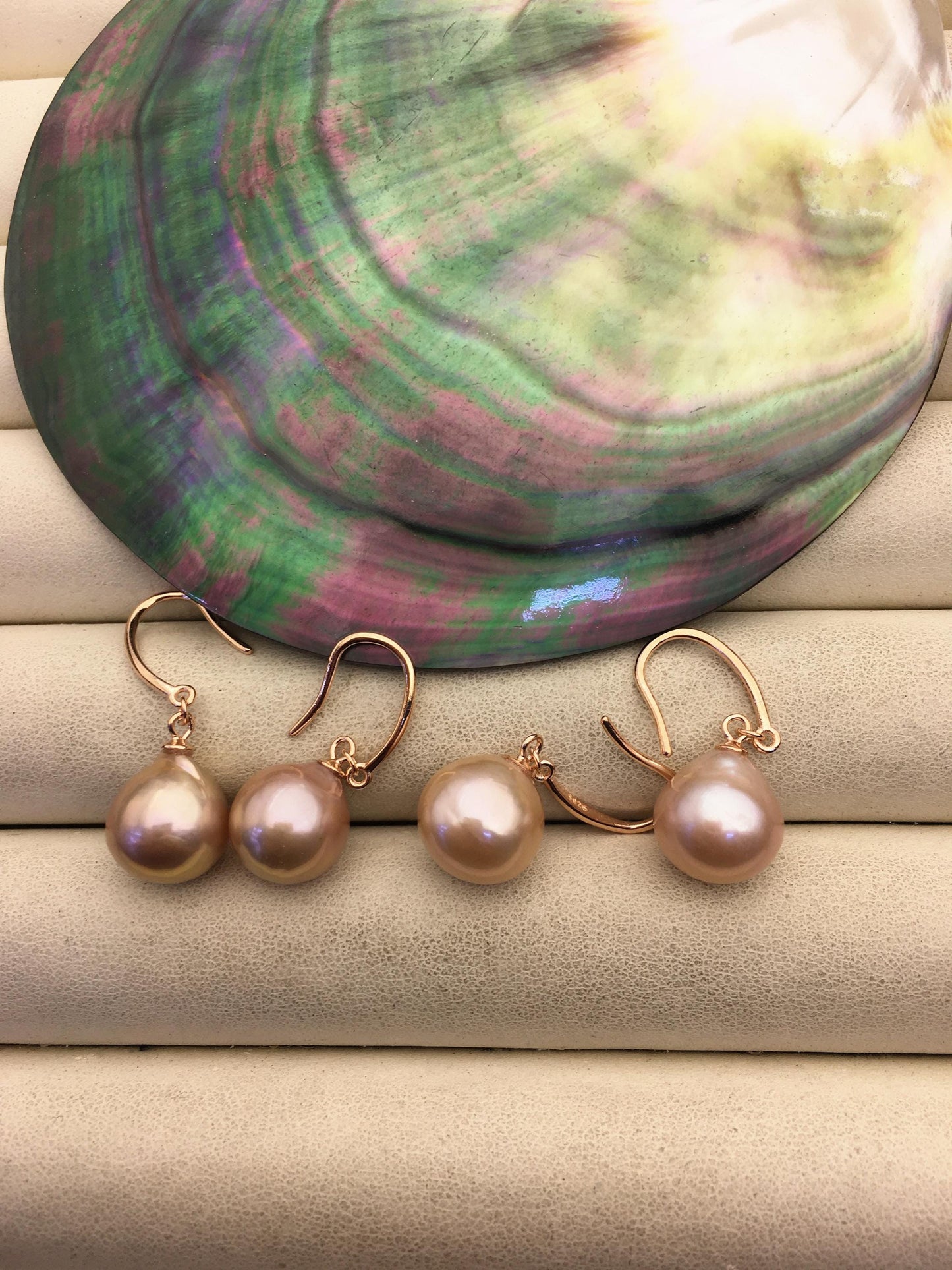 AAA 11-12mm purple teardrop edison freshwater pearl dangle earrings,sterling sliver rose plated dangle earrings,SE3-T9-19