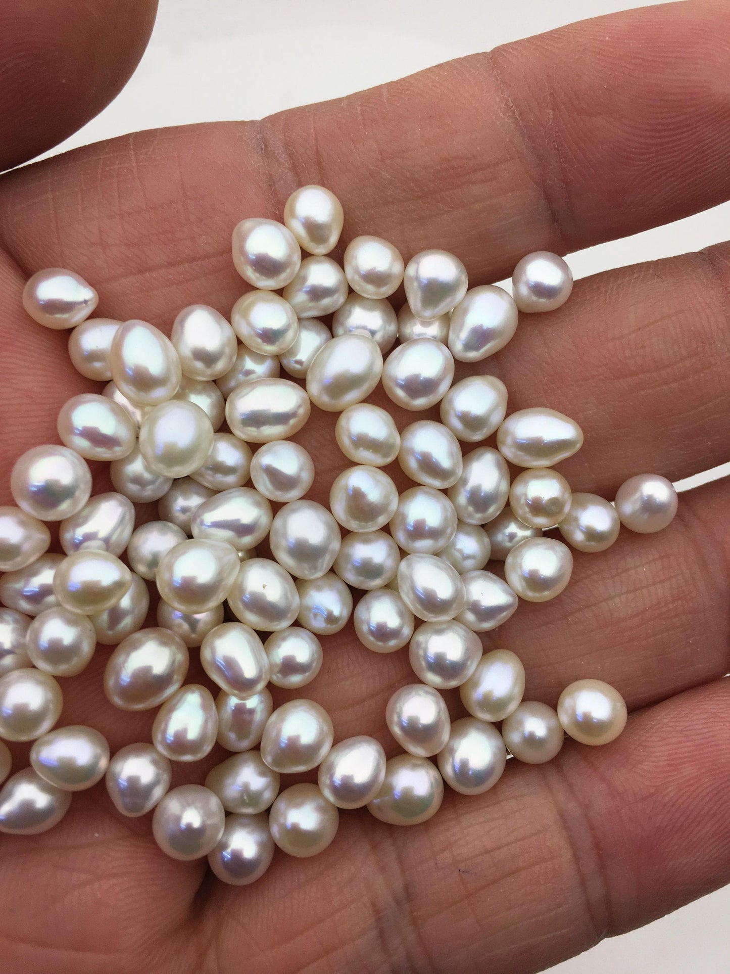High Luster!30pcs AAA 5-6mm white rice freshwater pearls, no hole, LR5-T5