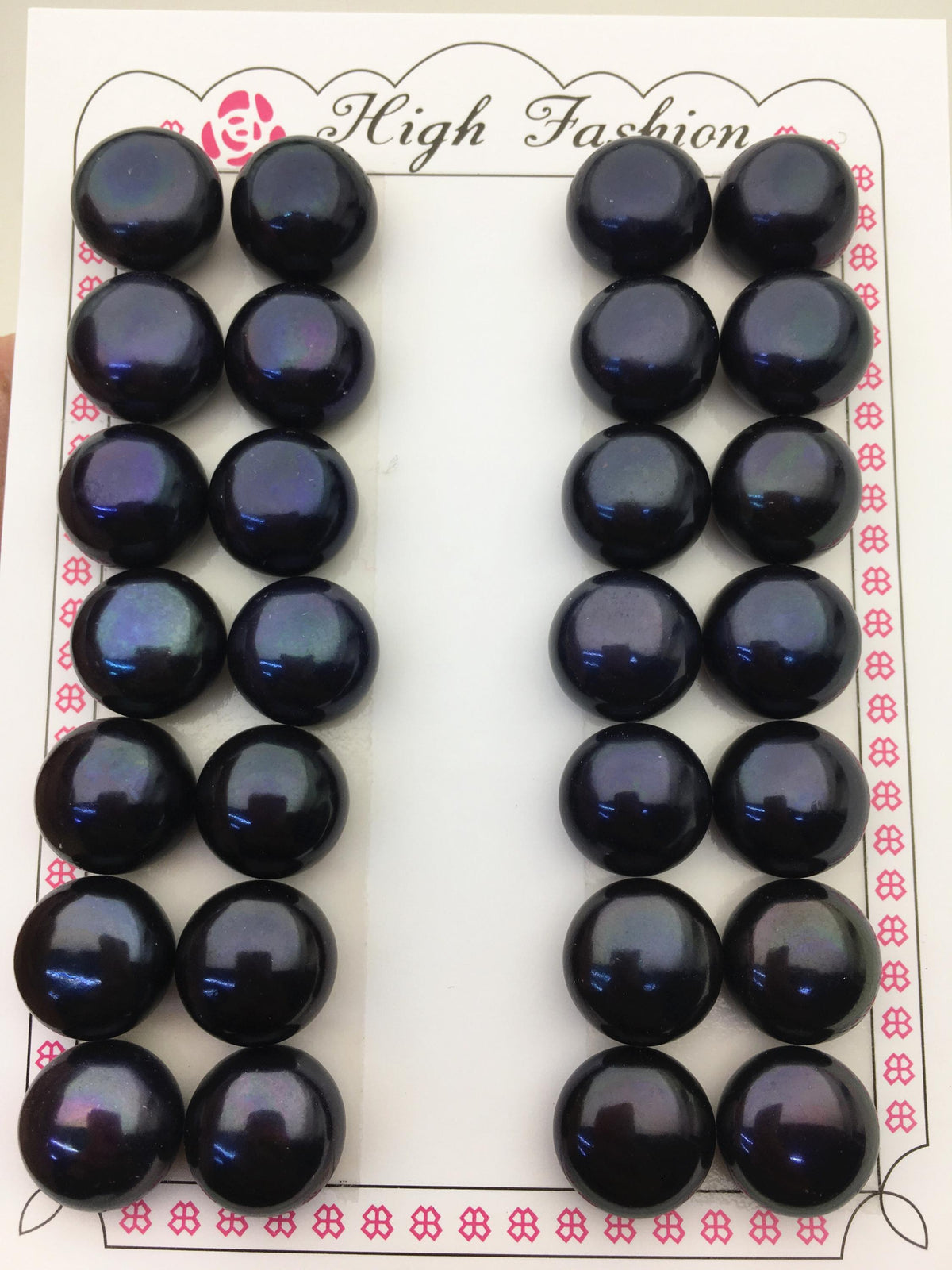 1 pair AAA 13-13.5mm black button round loose pearls pairs,wedding earring stud pearl material,BTN13-T4