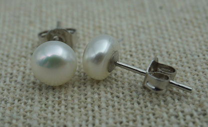 promote for Opening,6-6.5mm aaa pearl earrings,Sterling Silver,white/Ivory Pearl studs,Wedding,Love,Happiness,birthday,SE1-008