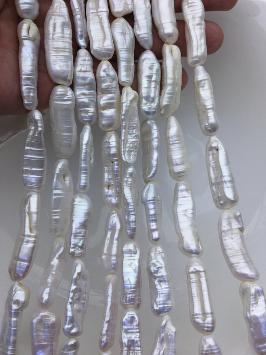 AA 9-13mm white Thick Keshi Biwa Pearl Necklace,ZS-200-120-2
