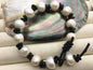11mm white big pearl black leather HandMade bracelet,Leather Pearls Bracelet, Le21-001
