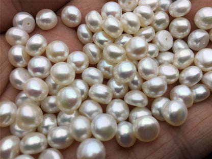 10pcs AAA 8-8.5mm button round freshwater pearl,half drilled,BTN8-4A-1-3