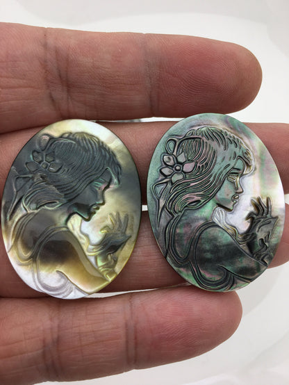 2pcs Mother of Tahitian Shell women pendant- 30mmx40mm - ASH-002-4