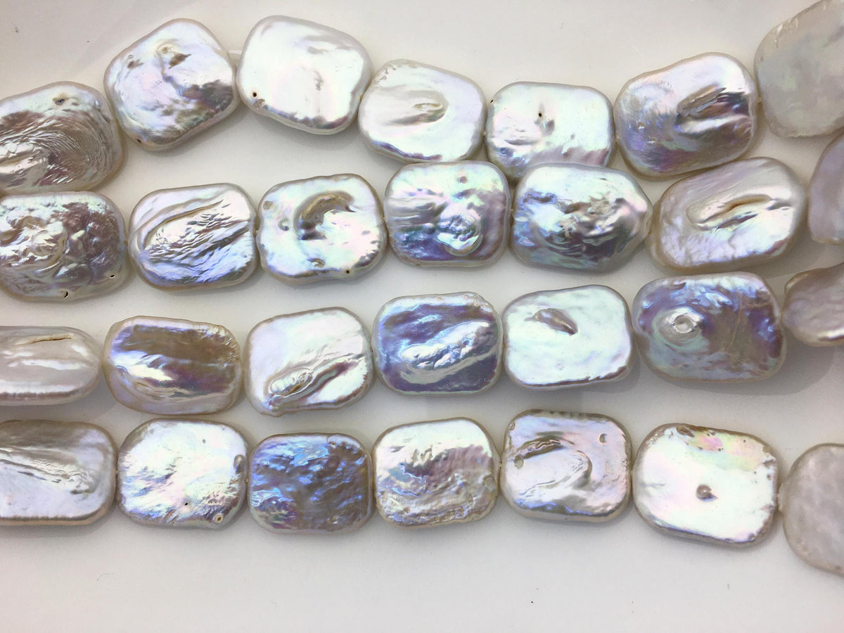 AA+ 19-21x25mm White Huge Rectangle Freshwater Pearl,wholesale Full Strand,ZS-119-5