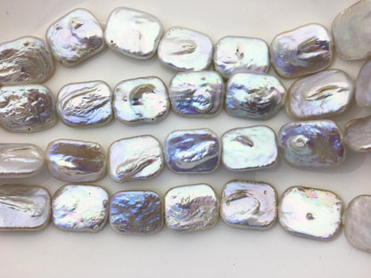AA+ 19-21x25mm White Huge Rectangle Freshwater Pearl,wholesale Full Strand,ZS-119-5