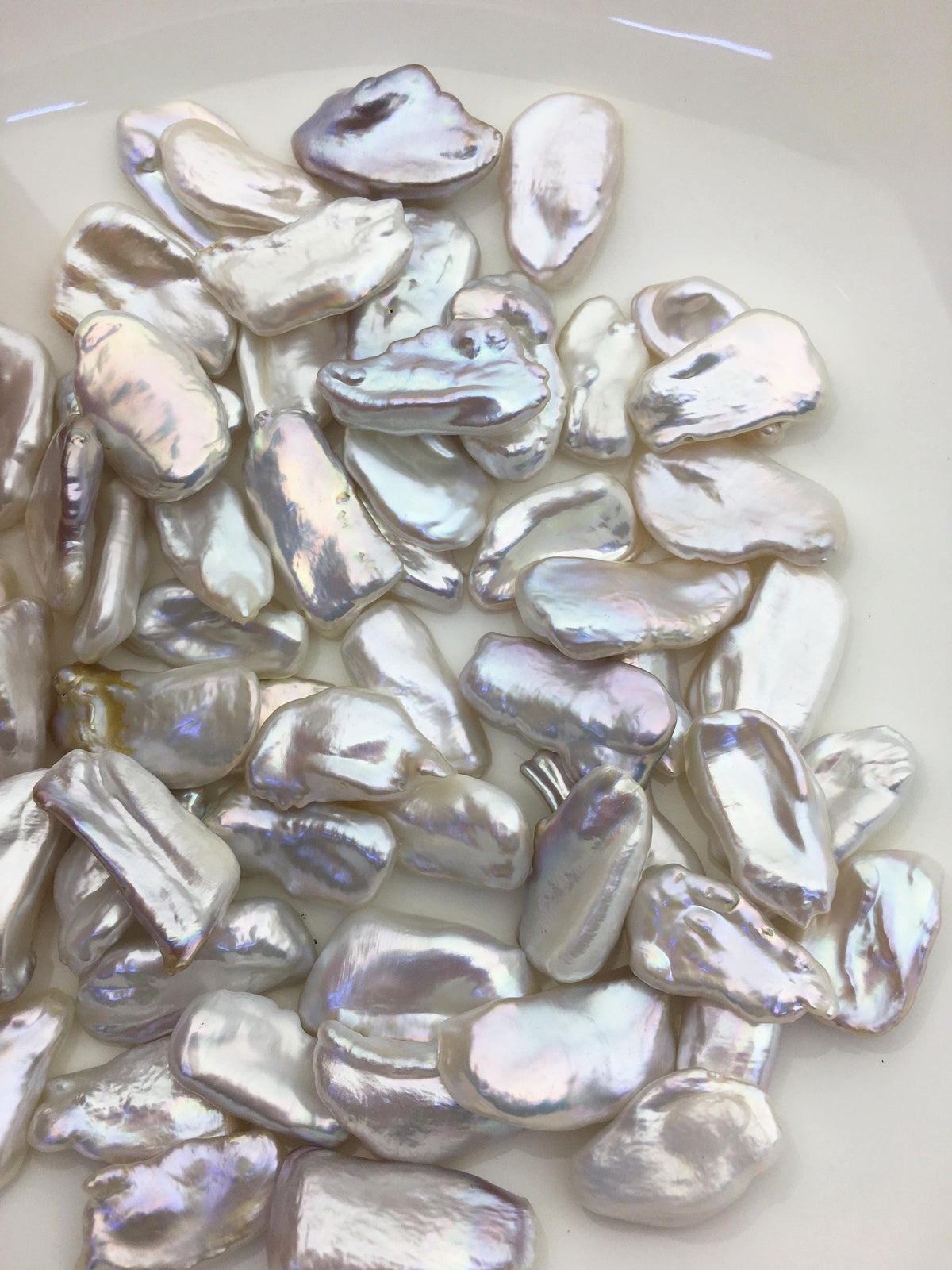 20pcs AAA 11-16mm big white biwa keshi Freshwater Pearls, no hole,ZS-80-1-1