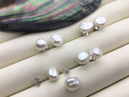 High Luster!AAA 6/7/8/9/10mm white Natural keshi Freshwater Pearl Stud Earrings,Stud Earrings for Women Girls,SE3-161