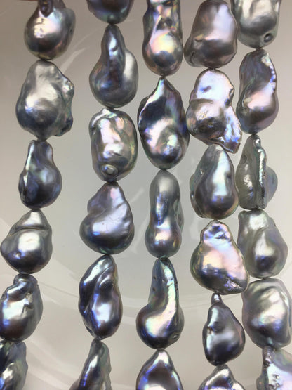 15.5'' AA+ 13-16mm Gray flame ball pearl,FL15-2A-5-25