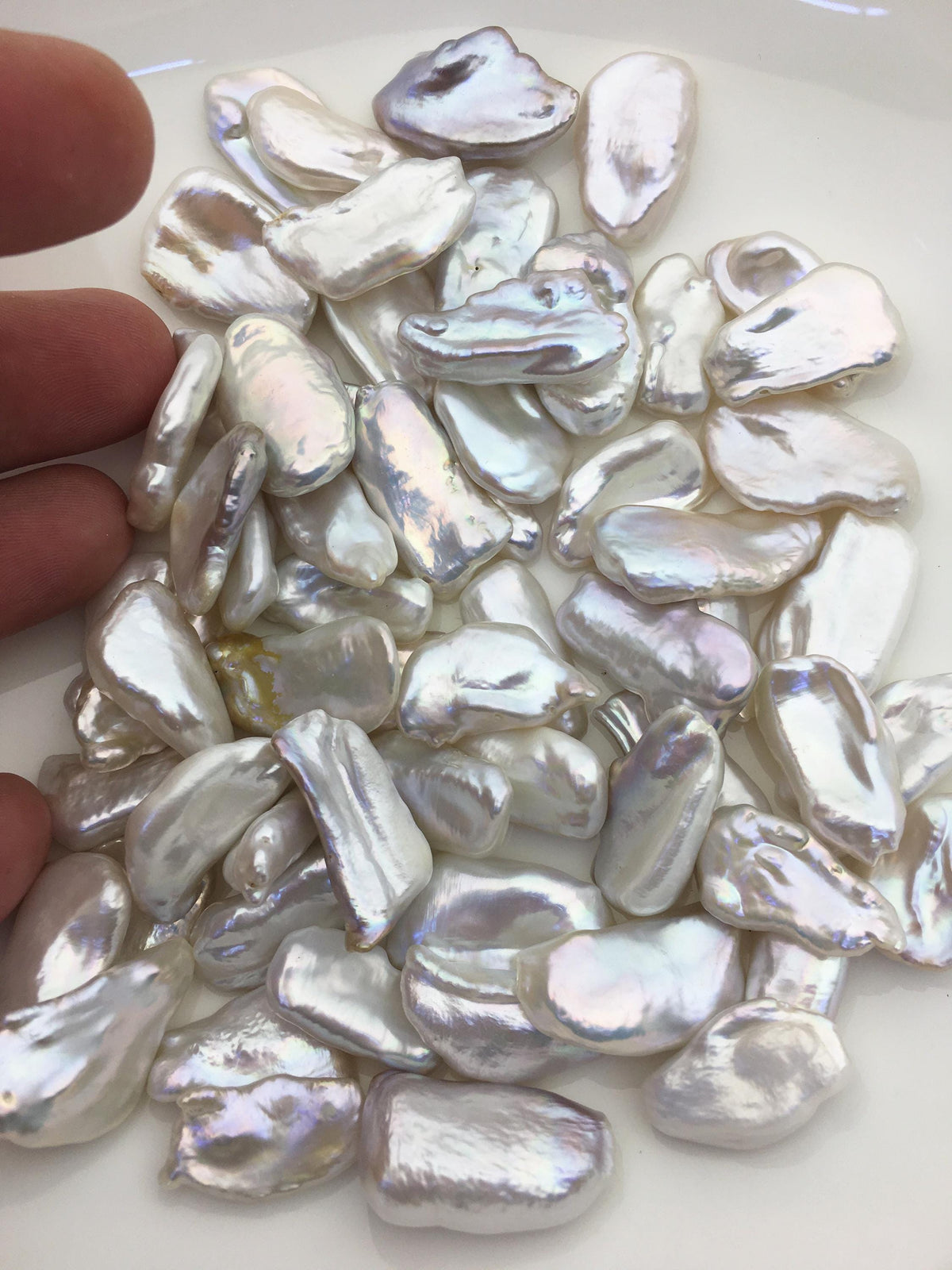 20pcs AAA 11-16mm big white biwa keshi Freshwater Pearls, no hole,ZS-80-1-1