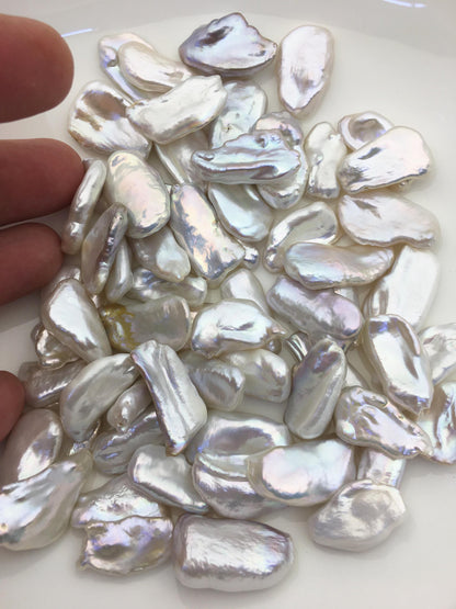 20pcs AAA 11-16mm big white biwa keshi Freshwater Pearls, no hole,ZS-80-1-1