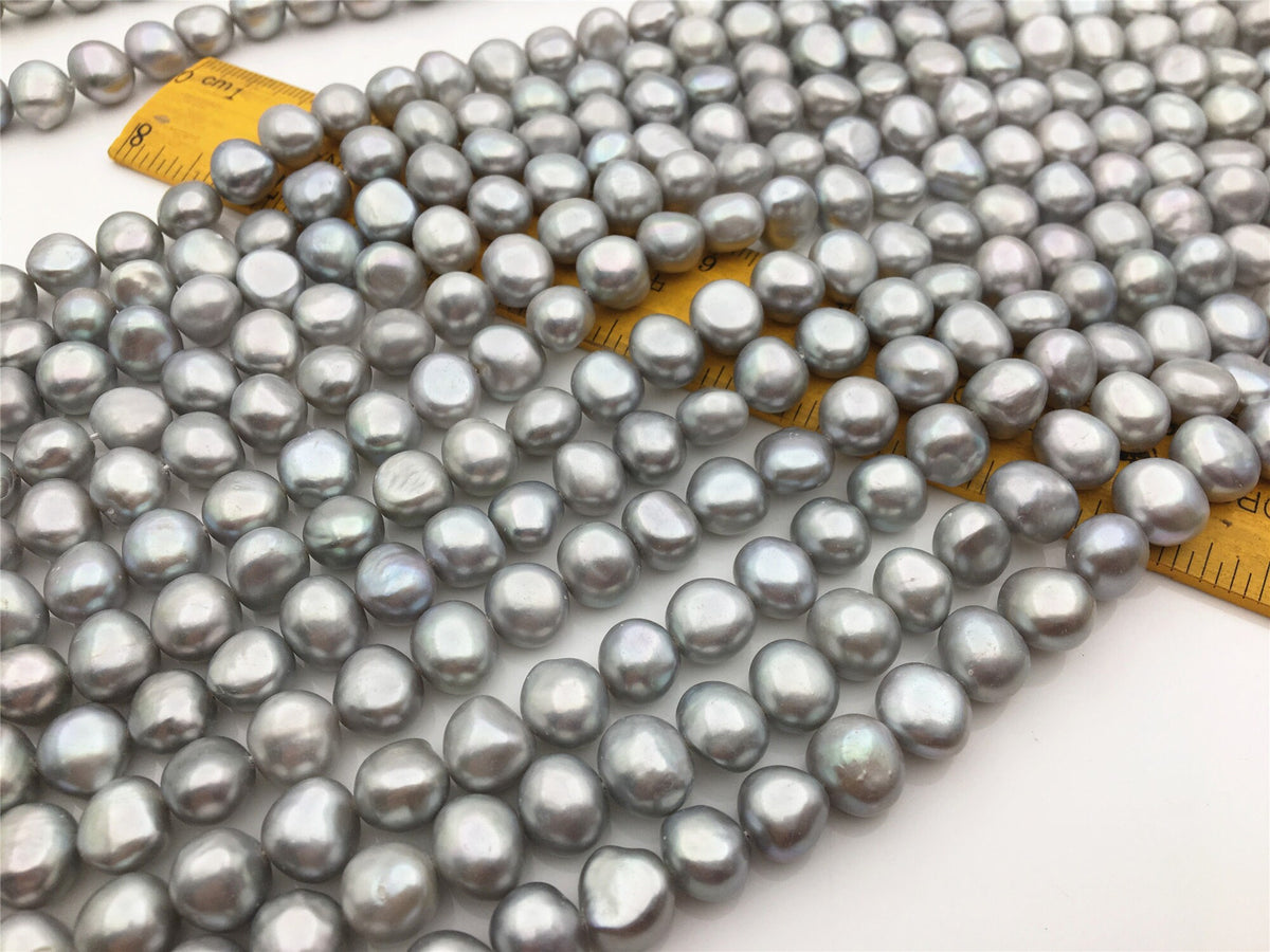 AAA 8.3-9.3x9-10mm gray nugget freshwater pearls,Irregular Beads for Pearl Necklace bracelet,gray baroque pearl strand,LM9-3A-22