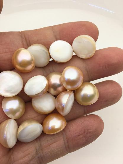 18pcs AAA 14-15mm Orange Baroque Mabe Freshwater Pearls,no hole,MB-T36
