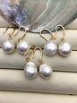 1 pair AAA 12-13mm white baroque drop edison pearl dangle earrings,925 Sliver plated with rose gold earrings,wedding earrings,SE3-T9-15