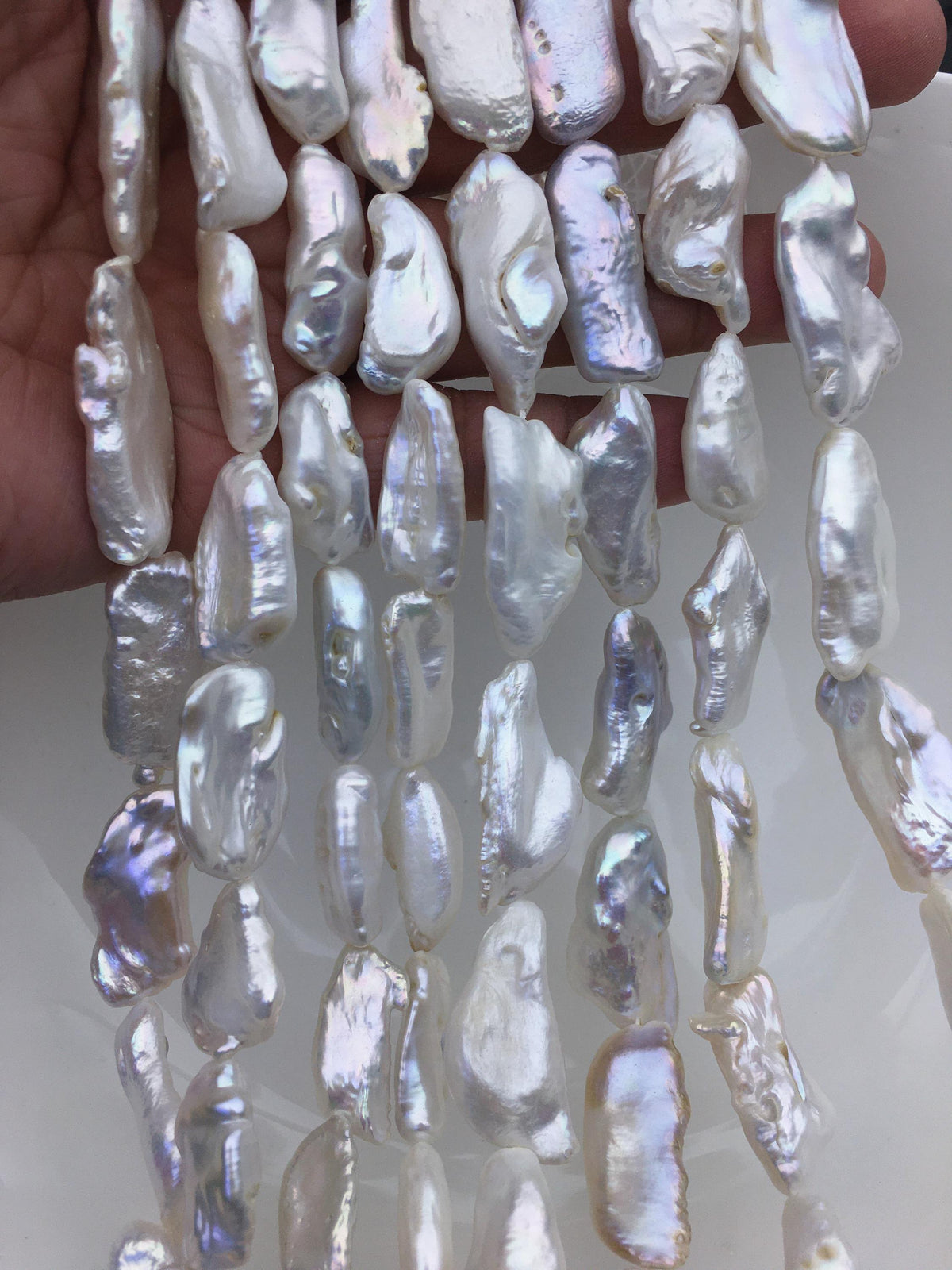AA+ 9-14mm white Thick Keshi Biwa Pearl Necklace,ZS-200-120-14