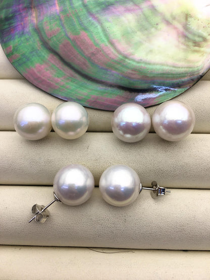 AA+ 13-14mm big white round edison pearl stud earrings,SE3-T9-28