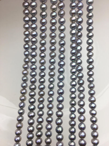 AAA 5-5.5mm gray near round freshwater pearls,RP5-3A-20