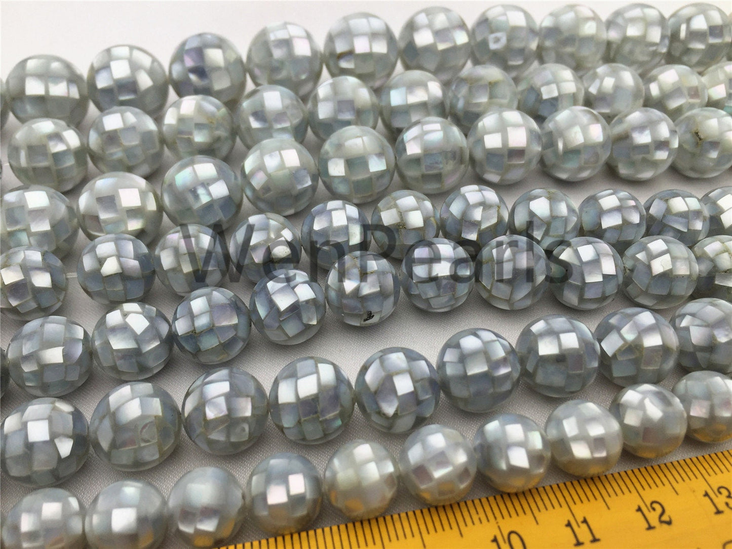 4pcs 10mm/12mm/14mm/16mm Gray Mosaic Shell Beads,grey color,GSHE-001-6