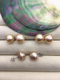 1 pair AAA 8-13mm natural rainbow near round edison pearl stud earrings,S925 Sterling Sliver stud earrings,SE3-T9-52