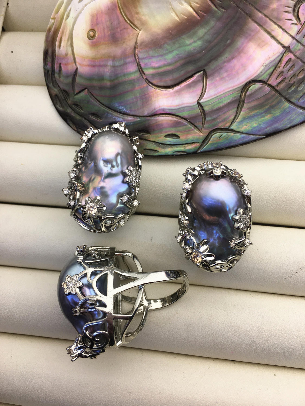 AAA Big Gray Baroque Pearl rings,affordable engagement rings,pearl wedding rings,promise rings for her,R1-029
