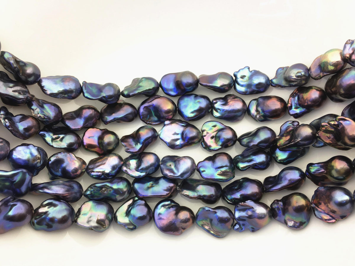 15.5'' AAA 13-17mm Black Green Blue Rainbow flame ball pearl,FL15-3A-7-6