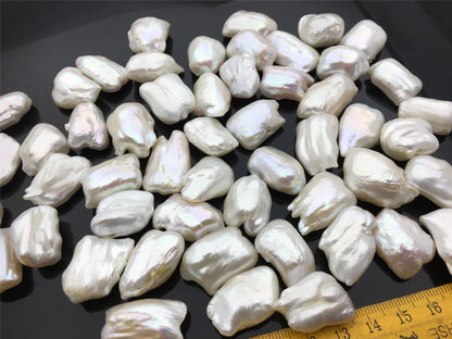 AAA 16-19x19-24mm baroque pearl,1pcs, white color,Genuine Fresh Water Pearl,keshi pearl,baroque pearl,Leather Cord,Wholesale Pearls,ZS-22-24
