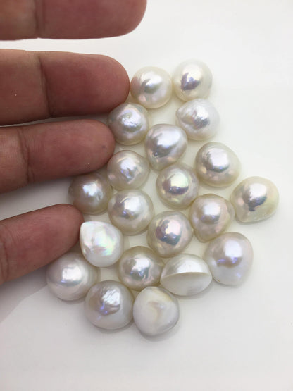 9pcs AAA 12-13mm Baroque Mabe Natural White Rainbow Freshwater Pearls,no hole,MB-T47