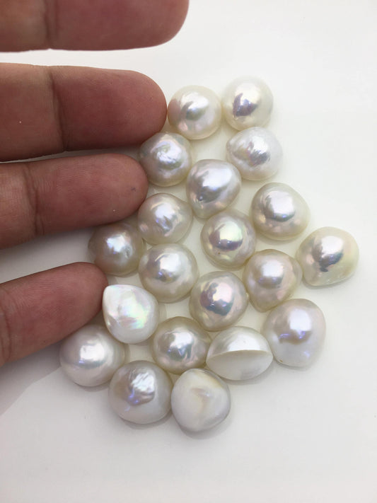 10pcs AAA 13-14mm white Baroque Mabe Freshwater Pearls,no hole,MB-T81