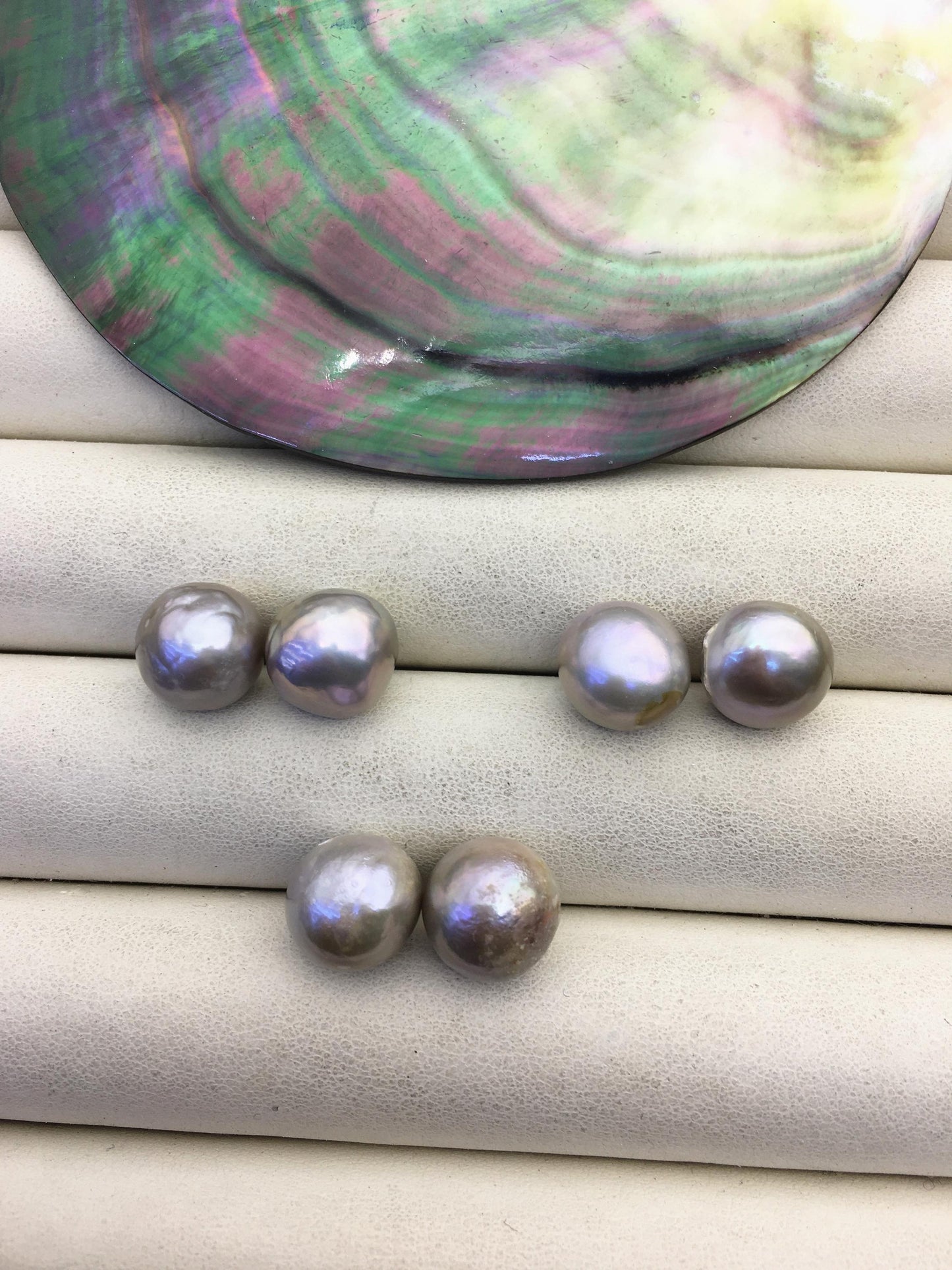 5pairs AAA 11-12mm Gray Bronze baroque edison freshwater pearl Pair,half hole,ED11-3A-2-32