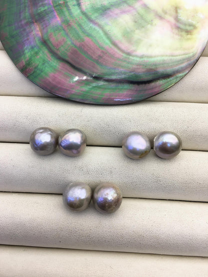 5pairs AAA 11-12mm Gray Bronze baroque edison freshwater pearl Pair,half hole,ED11-3A-2-32