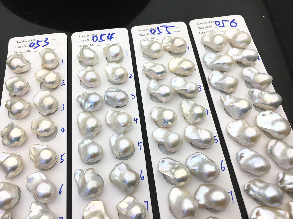 1 pair AAA 13-16x19-25mm White Flame ball Pearl Pairs - 0.9mm top half hole,large Baroque freshwater pearl pairs,FL15-3A-8-39