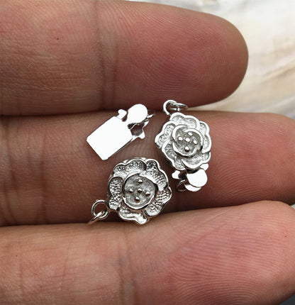 8.5mm 925 sterling silver flower clasp, single strand clasp, push-in pearl clasp, necklace clasp, fashion jewelry findings, ASL-CL-013