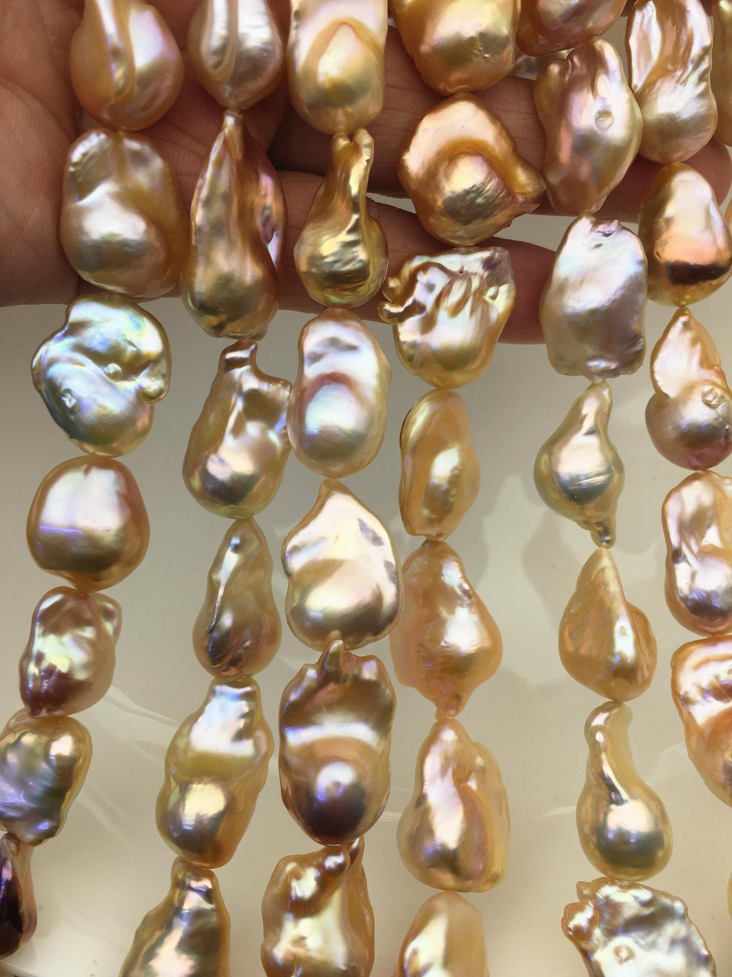 15.5'' AAA 14-18mm natural champagne flame ball pearl,FL15-3A-7-4