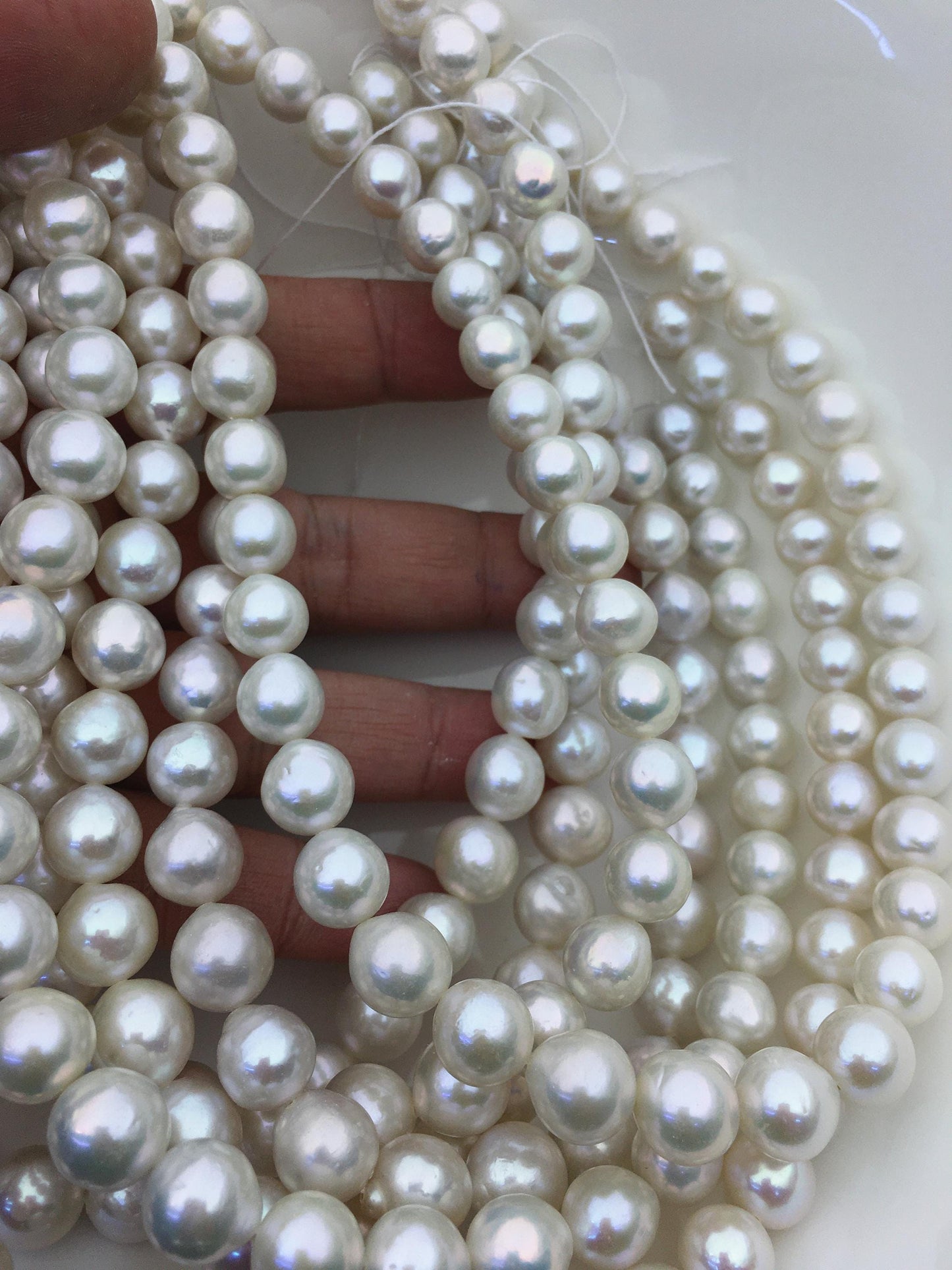 AA+ 10-12mm white oval near round Edison Freshwater Pearl,ED12-2A-5-37