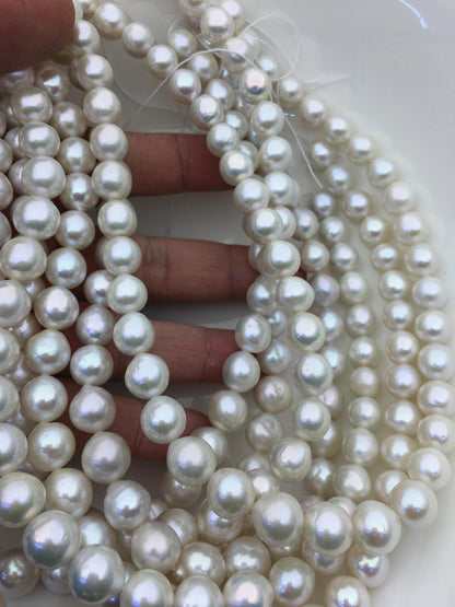 AA+ 10-12mm white oval near round Edison Freshwater Pearl,ED12-2A-5-37
