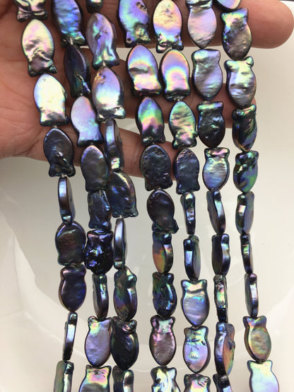 AA 10-12mm Blue Black Fish Shape Freshwater Pearls ,ZS-119-36